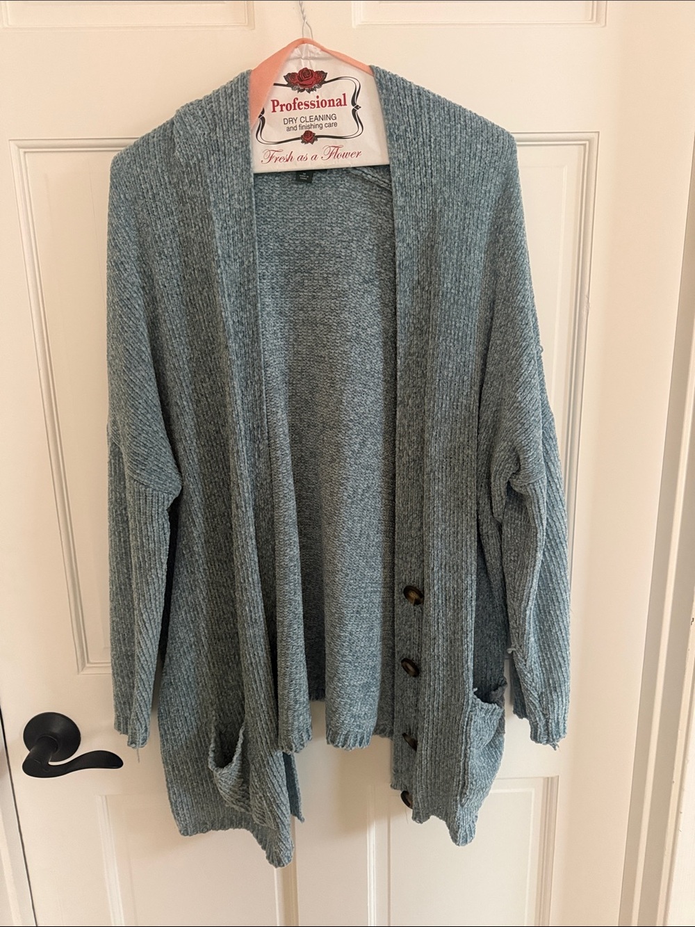 wild fable Heathered Blue Open-Front Button Cardigan